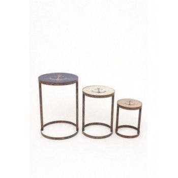 Mesa grande náutica madera y metal 2