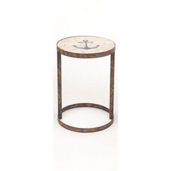 Mesita náutica madera y metal mediana