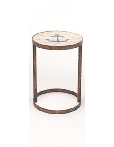 Mesita náutica madera y metal mediana