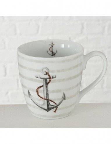 Mug ancla diseño plateado