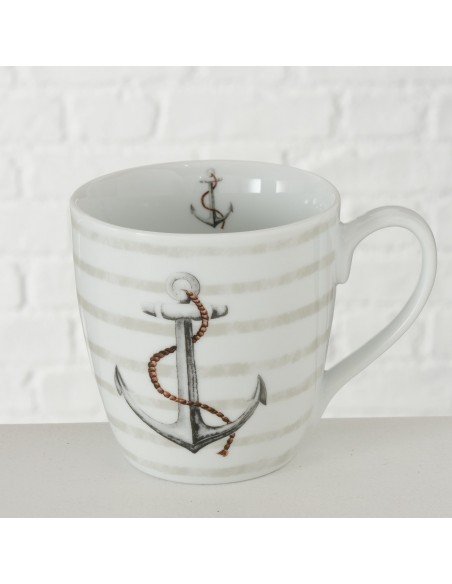 Mug ancla diseño plateado