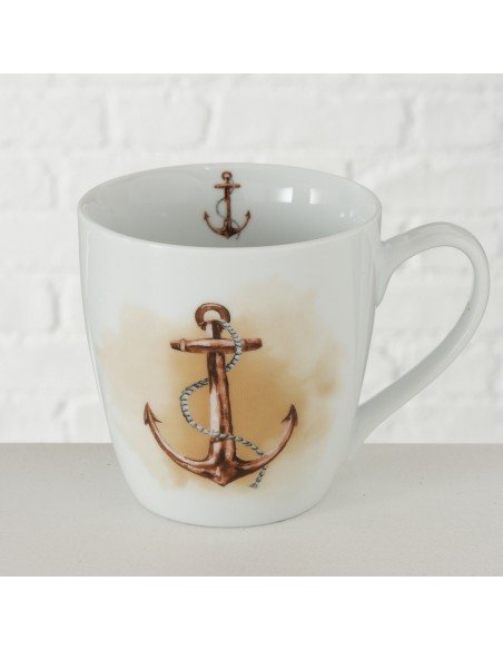 Mug ancla diseño marrón