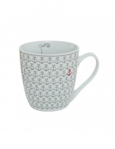 Mug cerámica anclas beige