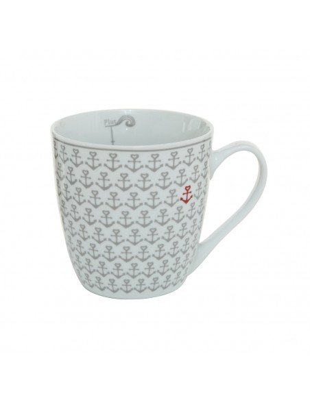 Mug cerámica anclas beige