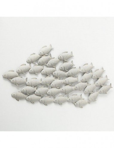 Mural de peces blanco mate