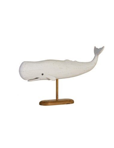 Ballena pequeña blanca de madera