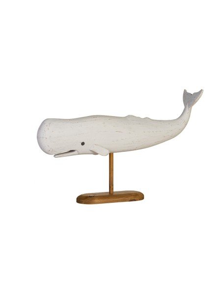 Ballena pequeña blanca de madera