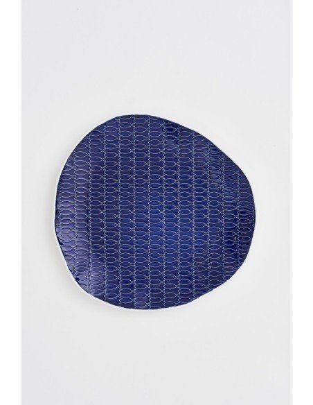 Plato azul de peces medium