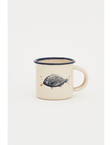 Mini mug crema diseño de peces