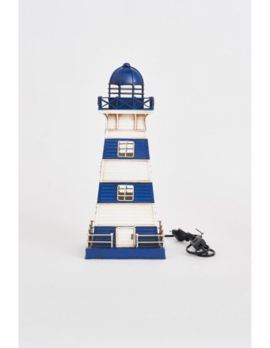 Faro metalico azul y blanco