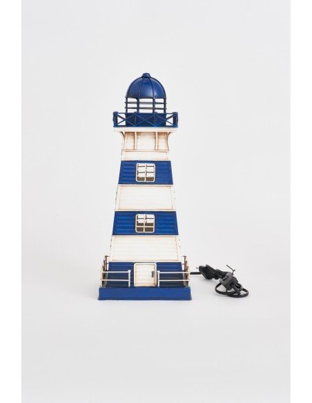 Faro metalico azul y blanco