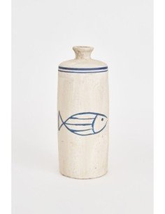 Botella alargada terracota de pez