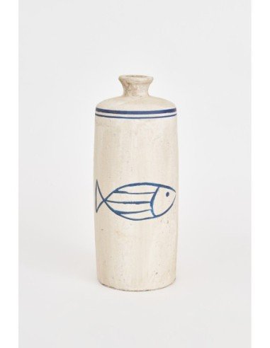 Botella alargada terracota de pez
