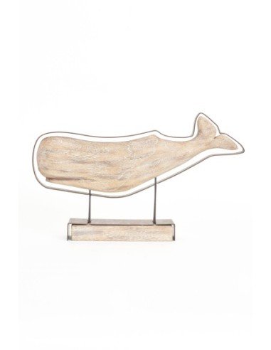 Ballena de madera con silueta metal