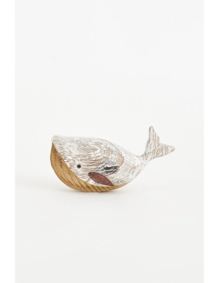 Ballena blanca de madera y metal 