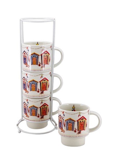Mug casitas de playa 4und. 