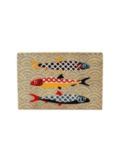 Felpudo de peces y ondas coloridas