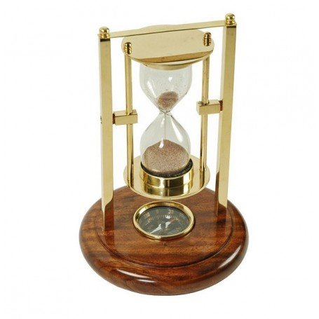 Reloj de arena de latón con brújula basculante