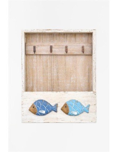 Portallaves de madera figura de peces 