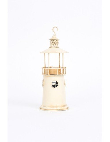 Portavelas faro de metal 