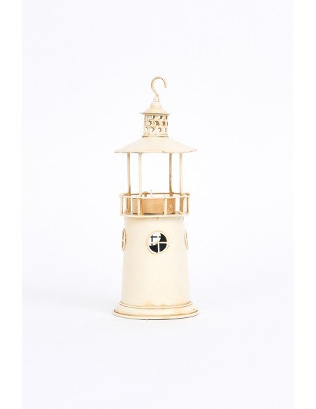 Portavelas faro de metal 