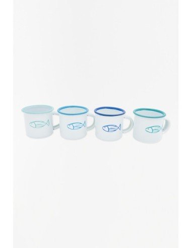 Tazas de metal blanco diseño peces 