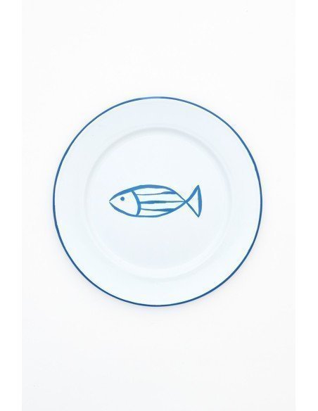  Plato metal azul 