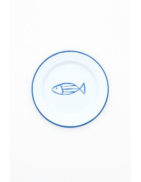 Plato pequeño de pez azul