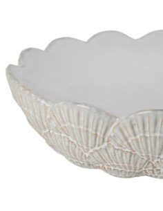 Bowl decorativo de gres blanco con relieve de conchas Ø34 cm 2
