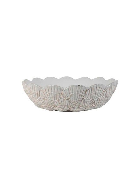 Bowl decorativo de gres blanco con relieve de conchas Ø34 cm