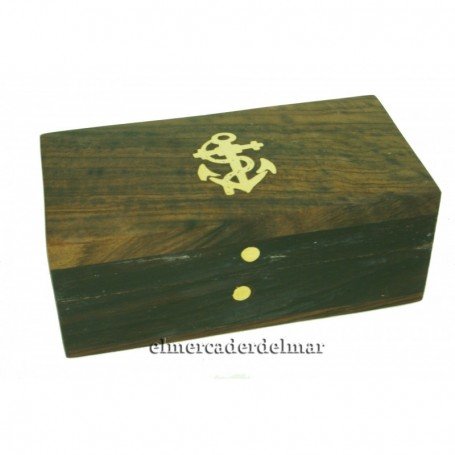 Caja náutica de madera y ancla náutica