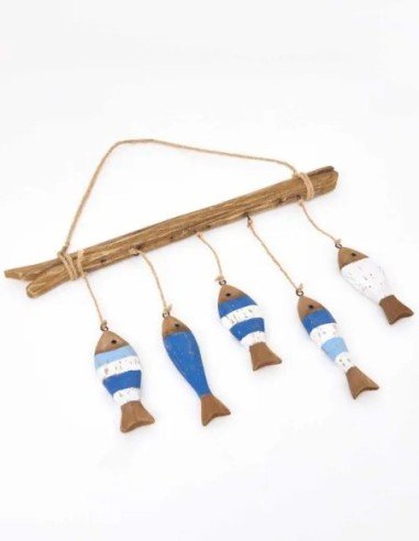  movil de peces madera