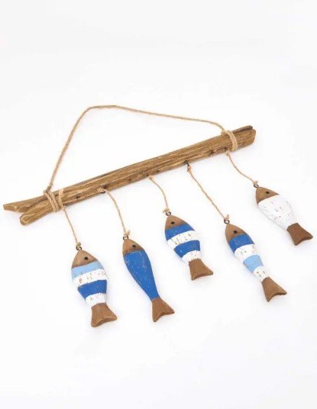  movil de peces madera