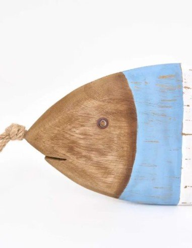  pez madera colgante con franjas 