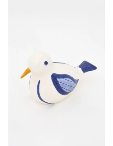  Pájaro de cerámica blanco y azul 