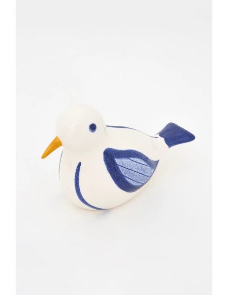  Pájaro de cerámica blanco y azul 