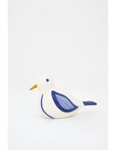  Pájaro de cerámica blanco y azul 
