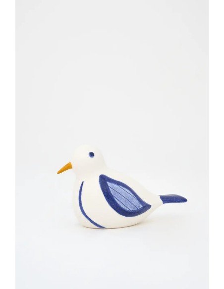  Pájaro de cerámica blanco y azul 