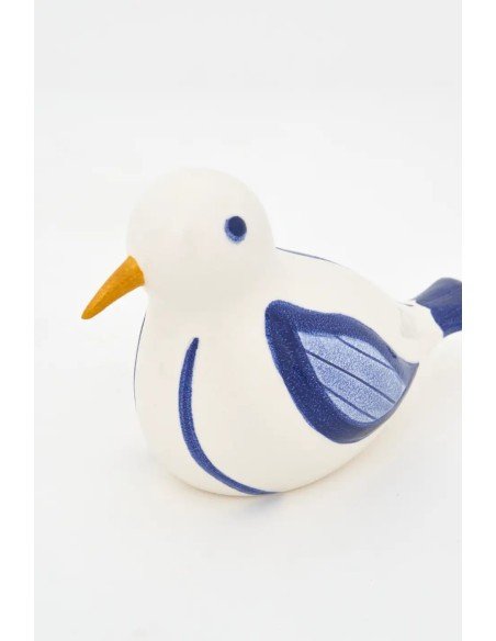  Pájaro de cerámica blanco y azul 