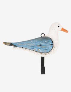 Perchero decorativo de pared con gaviota artesanal en madera