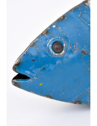  pez azul de metal reciclado 