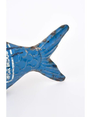  pez azul de metal reciclado 