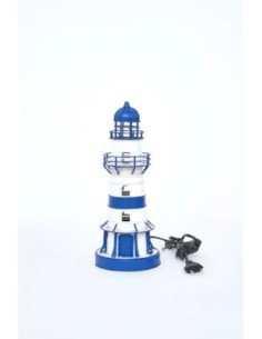 lampara faro eléctrico azul y blanco 