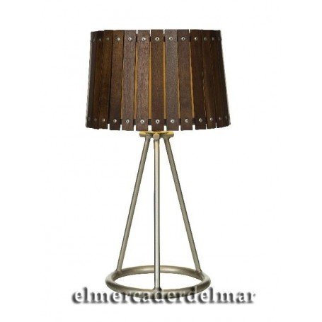 Lámpara náutica sobremesa pantalla madera