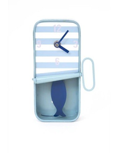 Reloj lata de sardinas azul cielo grande 