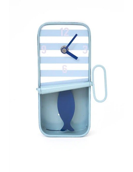 Reloj lata de sardinas azul cielo grande 
