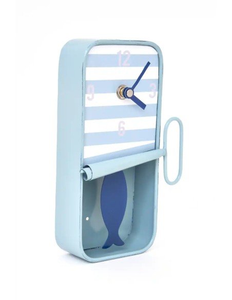  Reloj lata de sardinas azul cielo grande 