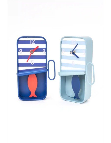  Reloj lata de sardinas azul cielo grande