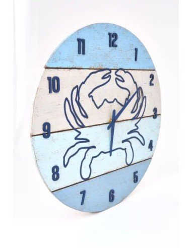  Reloj en madera con cangrejo