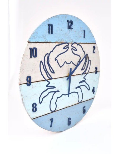  Reloj en madera con cangrejo